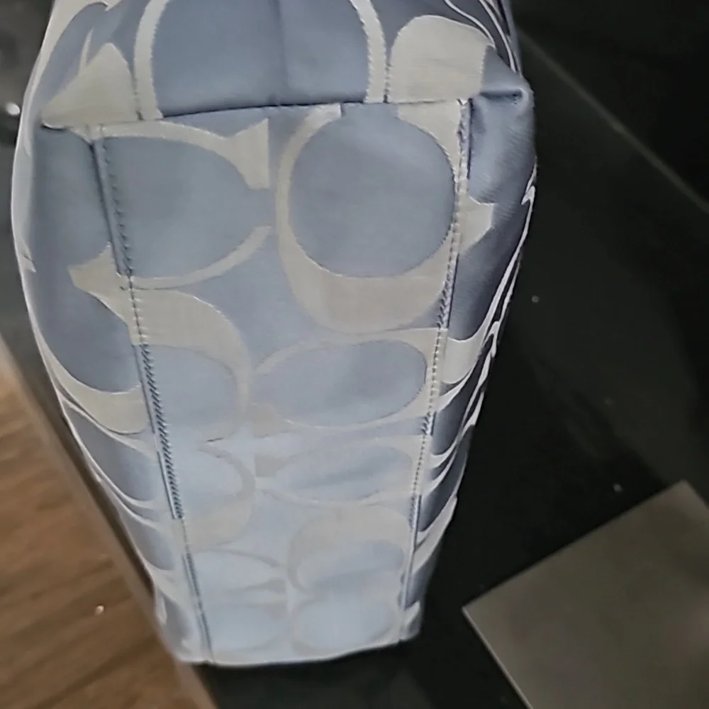 COACH Signature  Collect Leather Canvas Shoulder Bag Carolina Blue - Picture 5 of 7